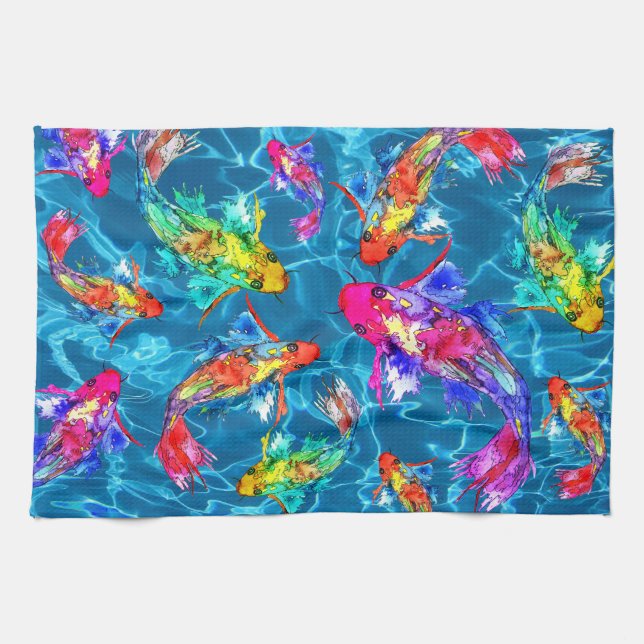 Hermosa toalla de cocina de estanque de pescado de (Horizontal)