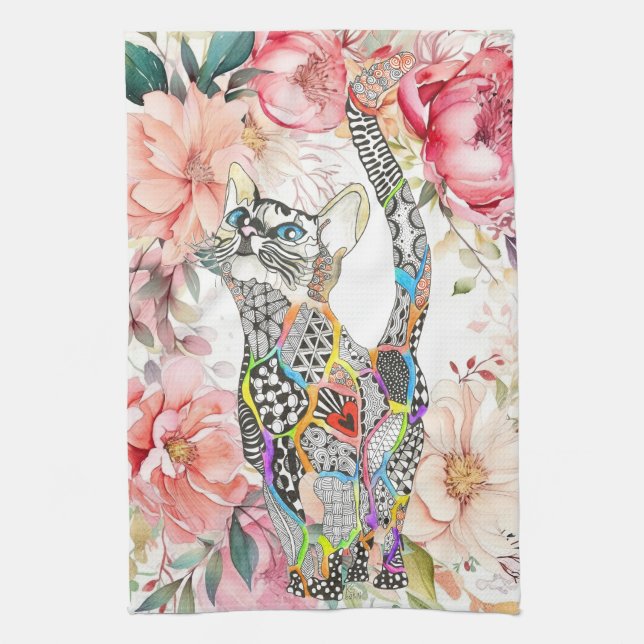 Hermosa toalla de cocina floral pastel (Vertical)