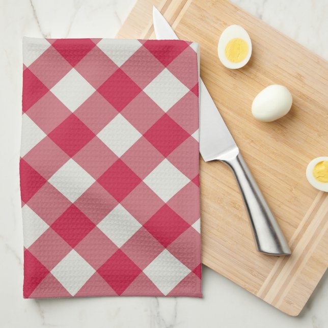 Hermosa toalla de té con patrón de gingham de diam (Doblado Cuarto)