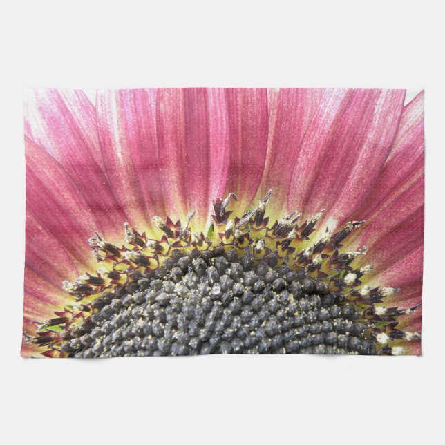 Hermosa toalla rosa de cocina de girasol (Horizontal)
