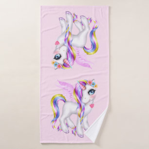 Hermosa unicornio con arcoiris