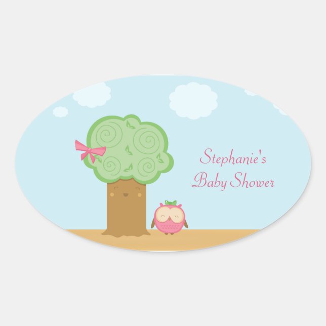 Hermosa y bonita lechuza de árbol kawaii pegatinas (Anverso)