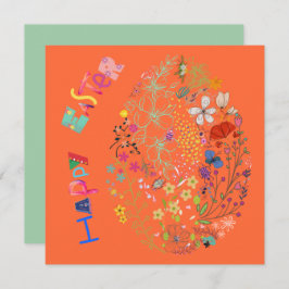 Hermosa y colorida tarjeta de Huevo Floral Easter