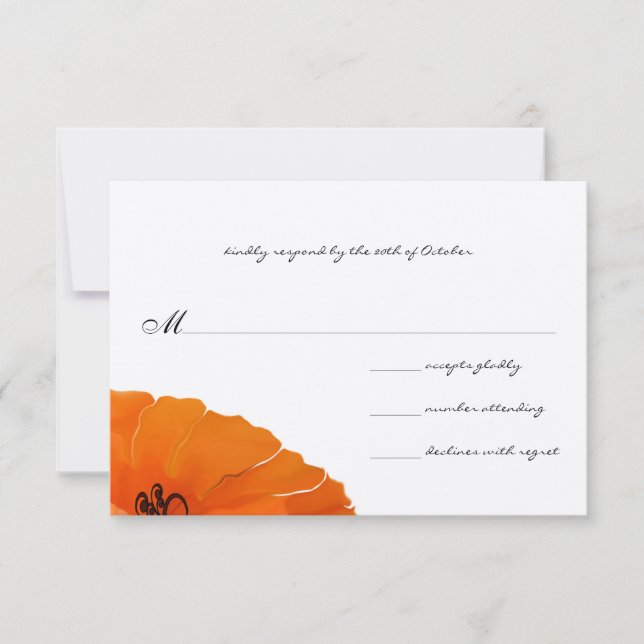 Hermosa y elegante invitación a la boda de amapola (Anverso)