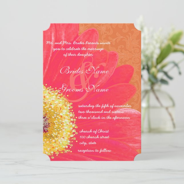 Hermosa y elegante invitación a la boda de Gerber  (Anverso de pie)
