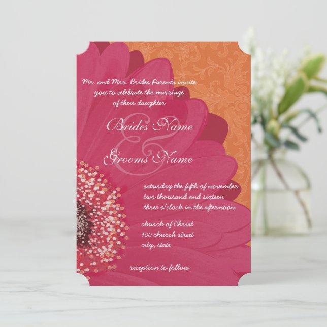 Hermosa y elegante invitación a la boda de Gerber  (Anverso de pie)