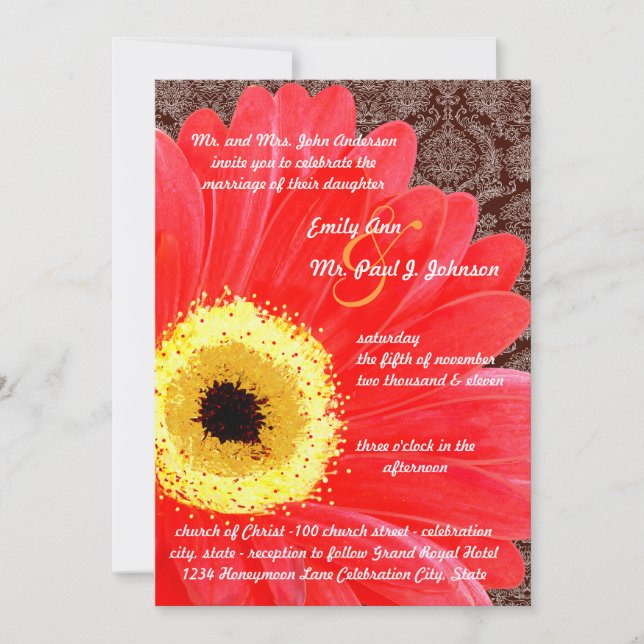 Hermosa y elegante invitación a la boda de Gerber  (Anverso)