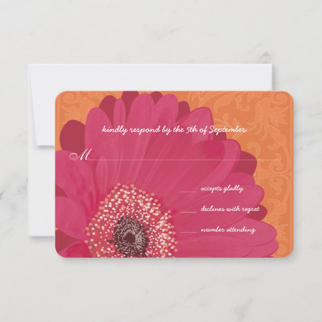 Hermosa y elegante invitación a la boda de Gerber  (Anverso)