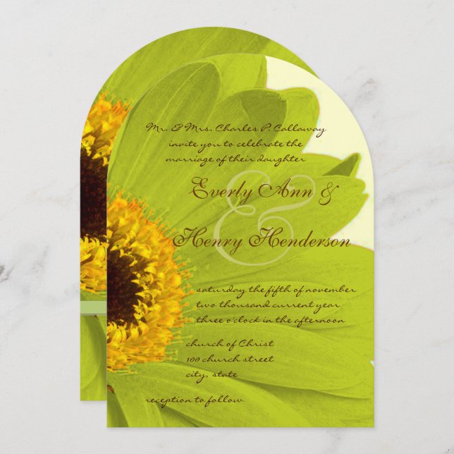 Hermosa y elegante invitación a la boda de Gerber  (Anverso / Reverso)