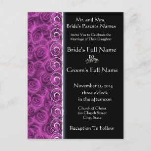 Hermosa y elegante invitación a la boda de Rosas p