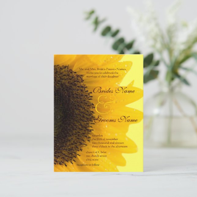 Hermosa y elegante invitación a la boda del giraso (Anverso de pie)