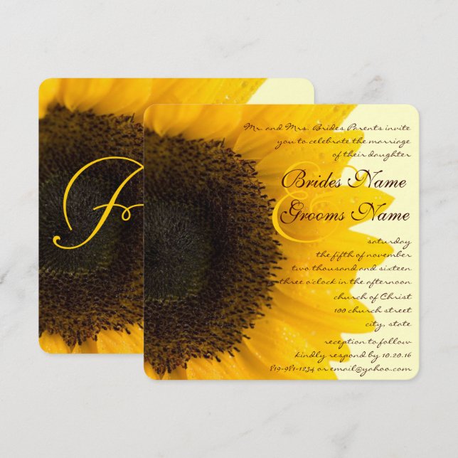 Hermosa y elegante invitación a la boda del giraso (Anverso / Reverso)
