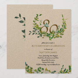 Hermosa y elegante invitación a los 80 años KRAFT