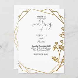 Hermosa y elegante invitación de oro