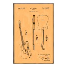 Hermosa y Única Impresión de Patente de Guitarra E