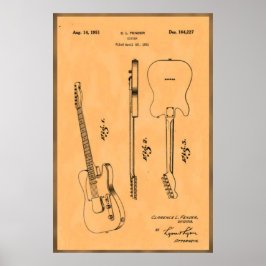 Hermosa y Única Impresión de Patente de Guitarra E