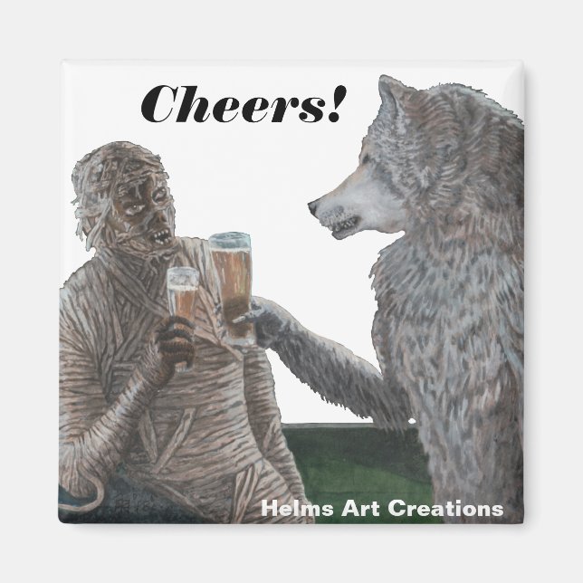 ¡Hermosa y Werewolf Beer Cheer Cheer! Imán (Frente)