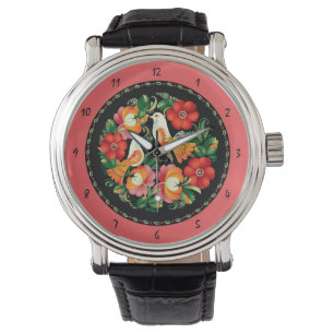 Hermosas aves y flores Esbozo Reloj de muñecas