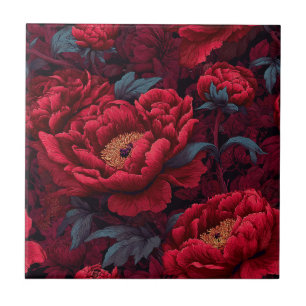 Hermosas Baldosas De Los Peonies Rojos Para La Rea
