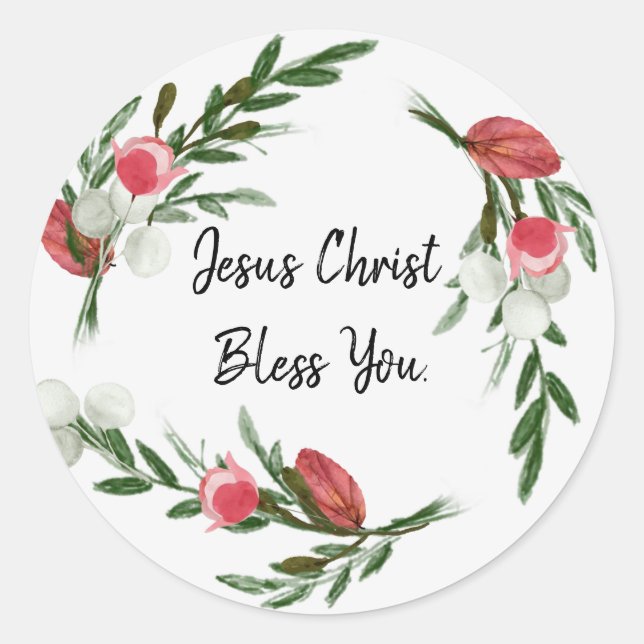 Hermosas bendiciones Pegatinas de Green Wreath (Anverso)