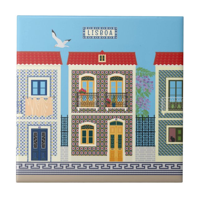 Hermosas casas portuguesas con azulejos o azulejos (Frente)