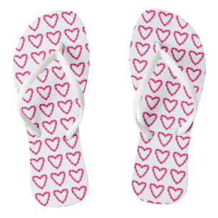 Hermosas Chanclas Corazón de Corazones Rosados Roj