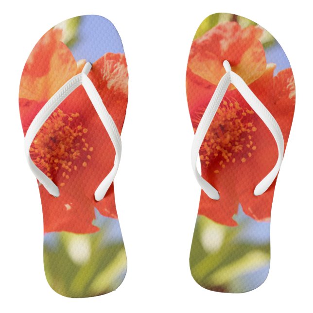 Hermosas Chanclas Flor Roja Cielo Azul (Plantilla)