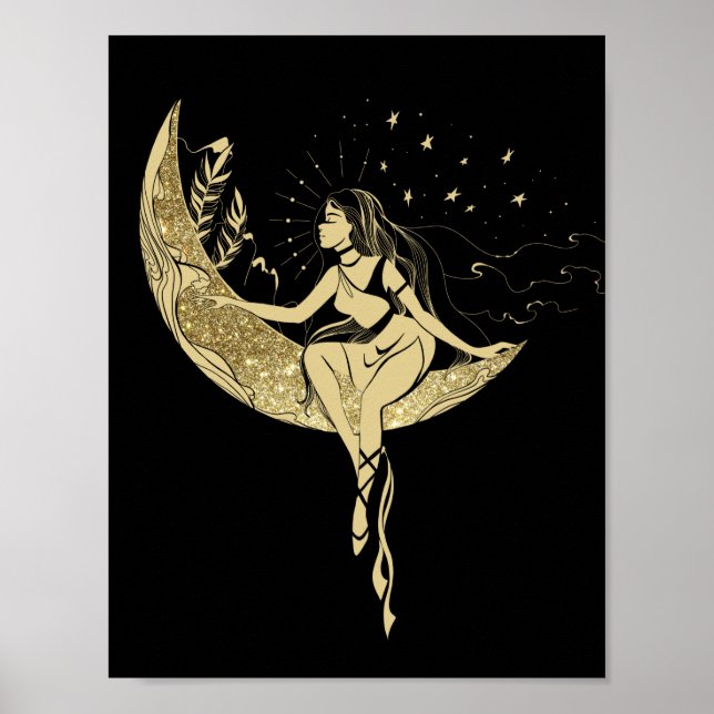 Hermosas estrellas de la luna mujeres arte deco il (Frente)