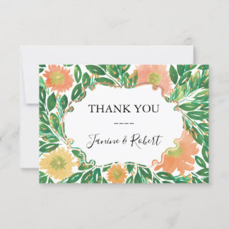 Hermosas flores acuarela Tarjeta de agradecimiento