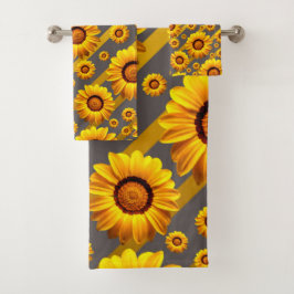 Hermosas flores amarillas sobre rayas grises, dora