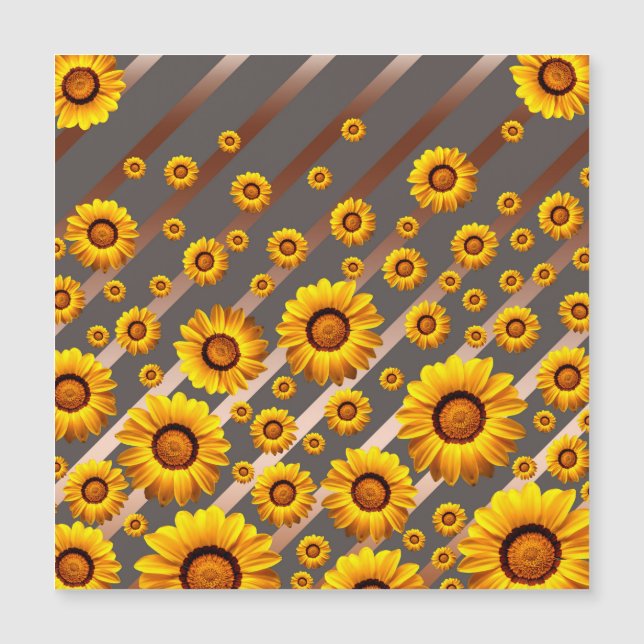 Hermosas flores amarillas sobre rayas grises y mar (Anverso)