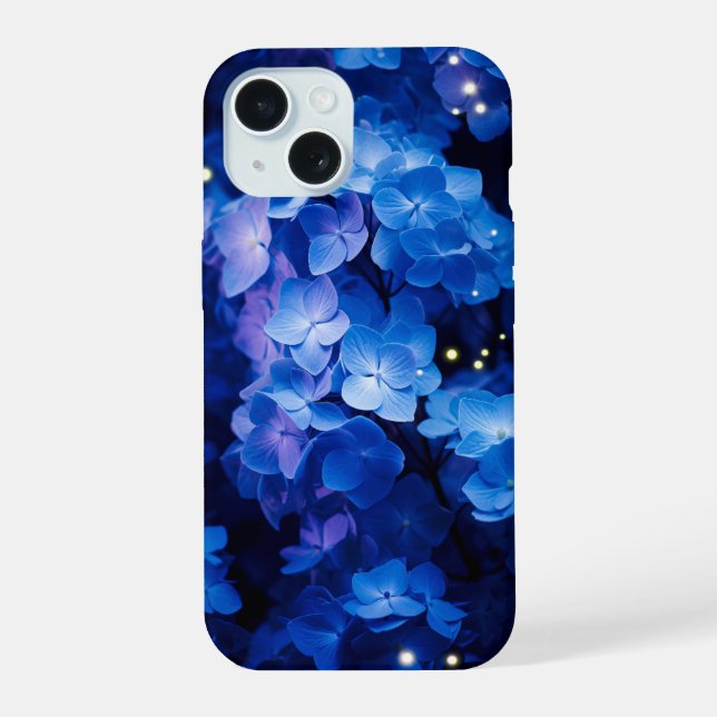 Hermosas flores azules de hidrangea en la noche (Reverso )