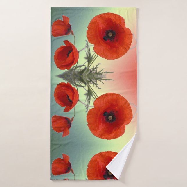 Hermosas flores de amapola rojas (Toalla de baño)