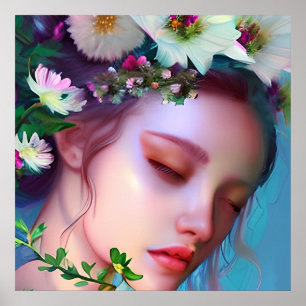 Hermosas flores de hada en el arte de fantasía del