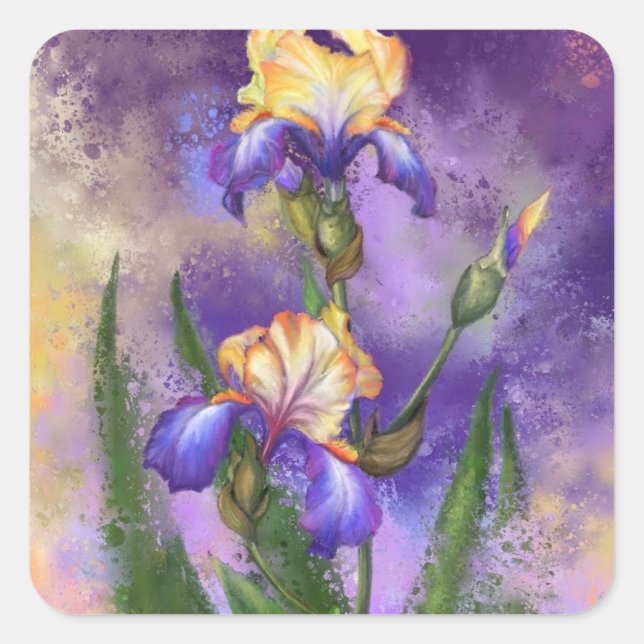 Hermosas flores de iris Pegatinas irlandeses (Anverso)