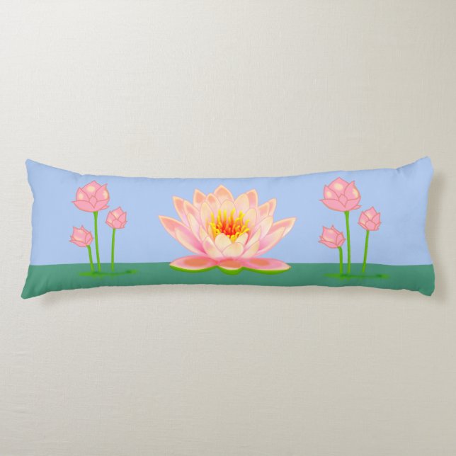 Hermosas flores de Lotus en almohada azul cielo (Anverso)