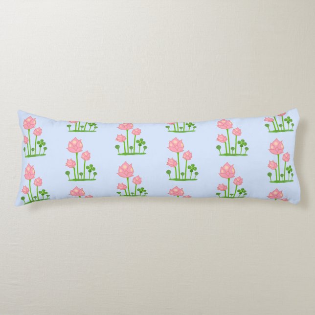 Hermosas flores de Lotus en almohada azul cielo (Anverso)