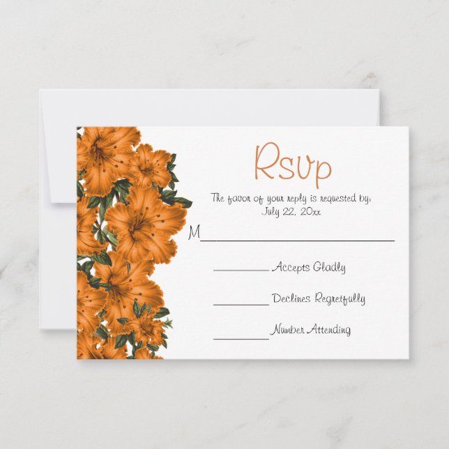 Hermosas flores de Naranja - Boda RSVP (Anverso)