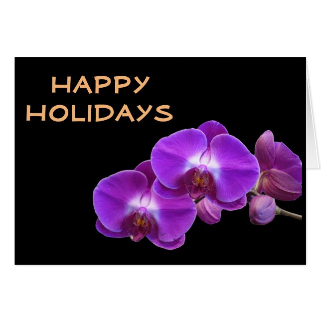 Hermosas flores de orquídea morada felices vacacio (Anverso (Horizontal))