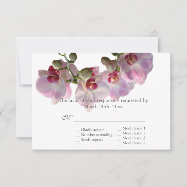 hermosas flores de orquídea rosa boda RSVP (Anverso)
