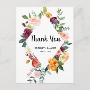 Hermosas flores de otoño Boda Gracias Postales
