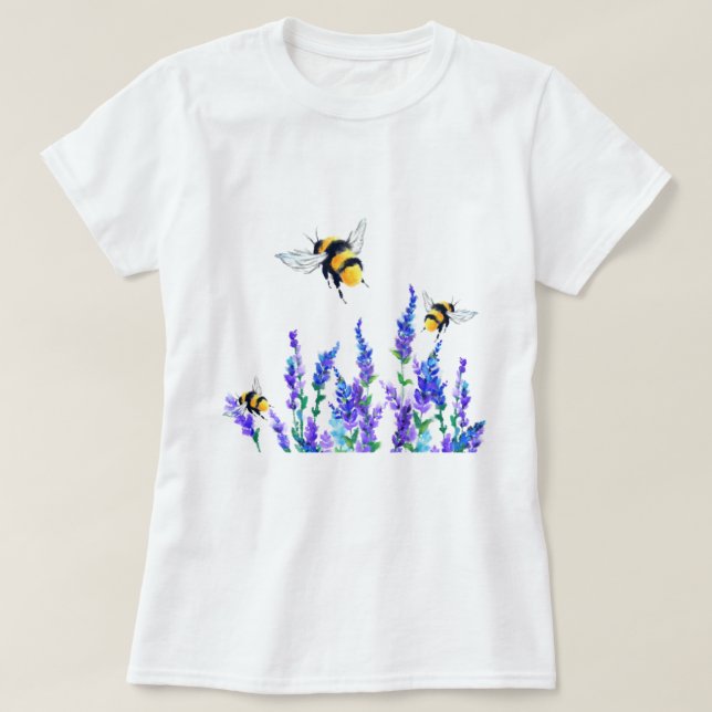 Hermosas flores de primavera y camiseta de abejas (Diseño del anverso)