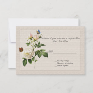 hermosas flores de rosa blanca vintage RSVP