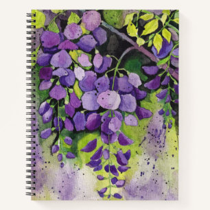 Hermosas Flores De Wisteria En Cuaderno De Acuarel