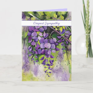 Hermosas Flores De Wisteria En Tarjeta De Acuarela