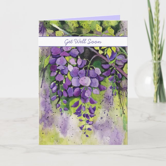 Hermosas Flores De Wisteria En Tarjeta De Acuarela (Anverso)