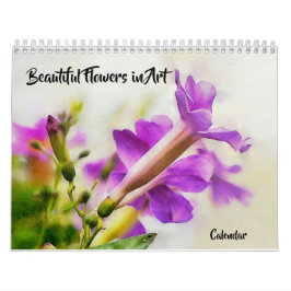 Hermosas flores en el calendario de arte