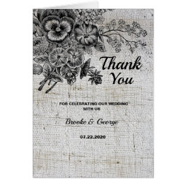 Hermosas flores negras/grisesTarjeta de agradecimi