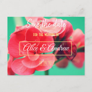 Hermosas Flores Rojas Guardar la Fecha Tarjeta Pos