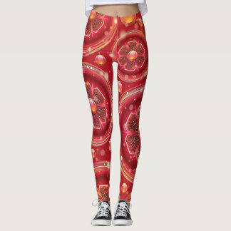 hermosas flores rojas y leggings de perles